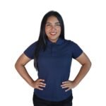 Camisa feminina polo gola pronta manga curta piquet pa azul marinho
