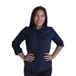 Camisa feminina social manga 3/4 oxfordine preto