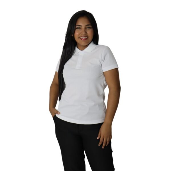 Camisa feminina polo fit manga curta gola pronta tecido piquet poliéster branco