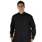 Camisa masculina social slim manga longa oxfordine preto