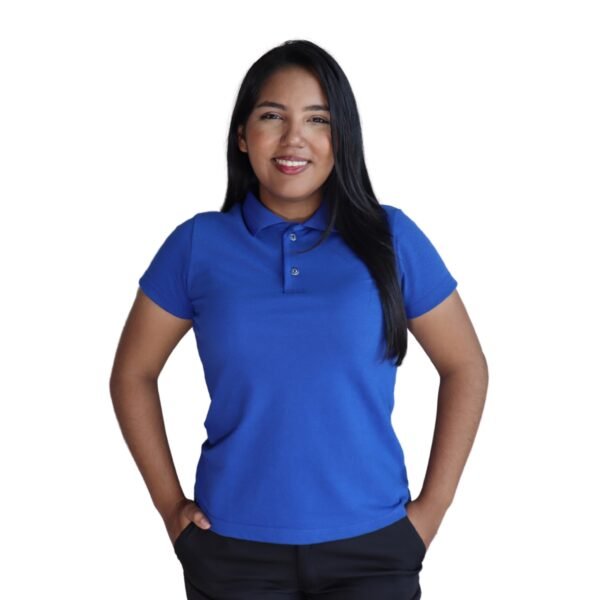 Camisa feminina polo gola pronta manga curta piquet pa azul royal