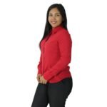 Camisa feminina social manga longa tecido oxfordine vermelho - Imagem 2