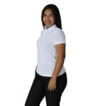 Camisa feminina polo fit manga curta gola pronta tecido piquet poliéster branco - Imagem 2