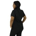 Camisa feminina social clássica manga curta oxfordine preto - Imagem 3