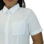 Camisa feminina social clássica manga curta oxfordine branco - Imagem 4