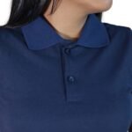 Camisa feminina polo gola pronta manga curta piquet pa azul marinho - Imagem 3