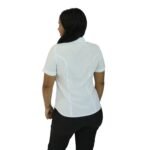 Camisa feminina social clássica manga curta oxfordine branco - Imagem 3