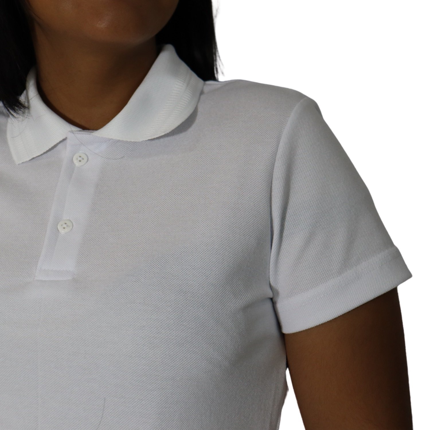 00004 Camisa feminina polo fit manga curta gola pronta tecido piquet poliéster branco - Imagem 4