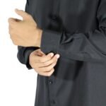 Camisa masculina social slim manga longa oxfordine preto - Imagem 4