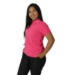 Camisa feminina polo fit manga curta gola pronta piquet poliéster pink - Imagem 2