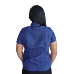 Camisa feminina social clássica manga curta oxfordine azul marinho - Imagem 3