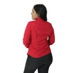 Camisa feminina social manga longa tecido oxfordine vermelho - Imagem 3