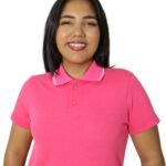 Camisa feminina polo fit manga curta gola pronta piquet poliéster pink - Imagem 4