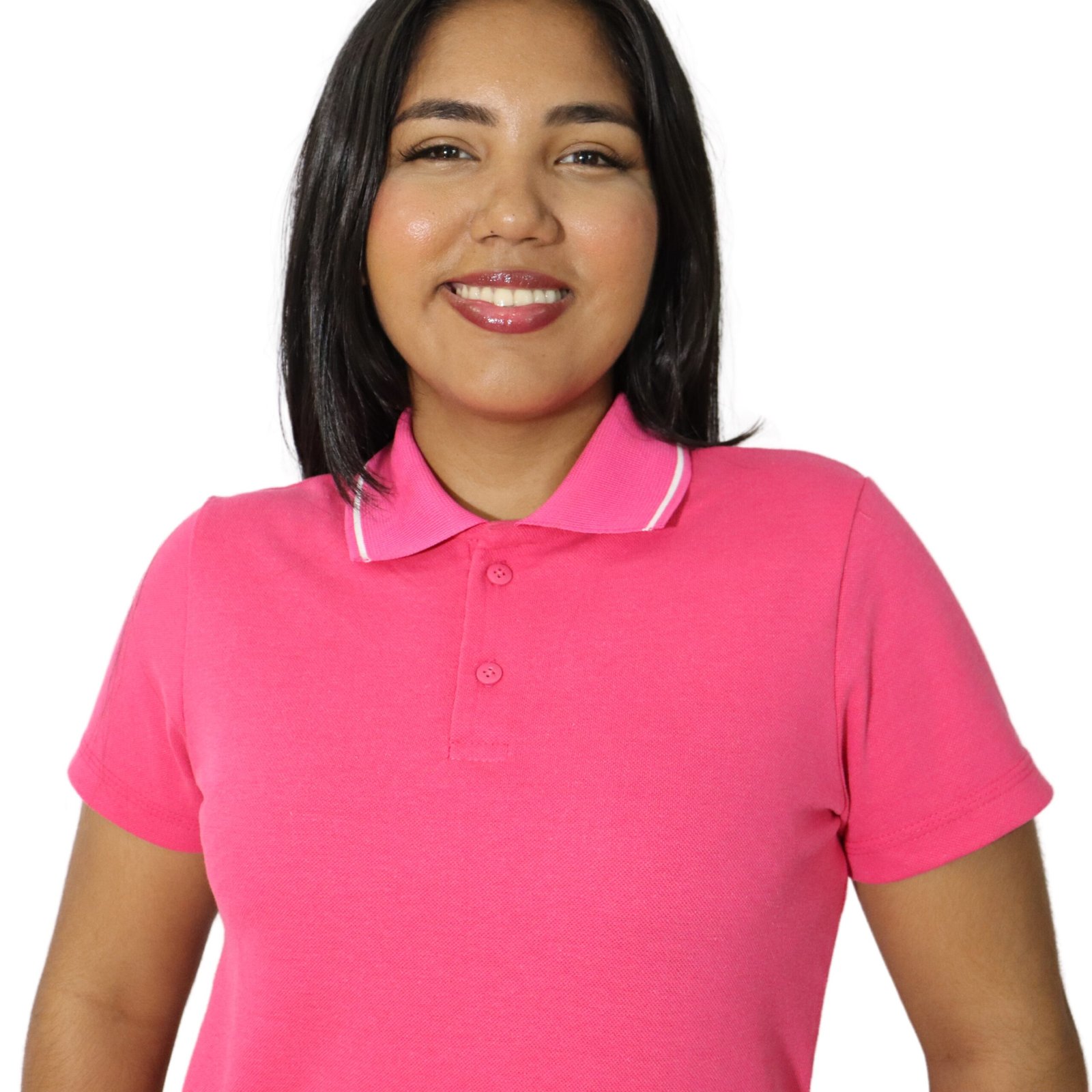 0003 Camisa feminina polo fit manga curta gola pronta piquet poliéster pink - Imagem 4