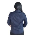 Camisa feminina social manga 3/4 oxfordine preto - Imagem 2