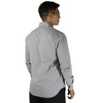 Camisa masculina social manga longa tricoline cinza - Imagem 3