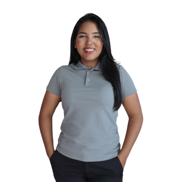 Camisa feminina polo gola pronta manga curta piquet pa cinza claro