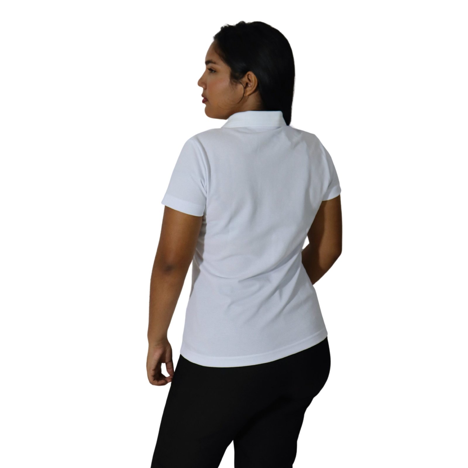 03333 Camisa feminina polo fit manga curta gola pronta tecido piquet poliéster branco - Imagem 3