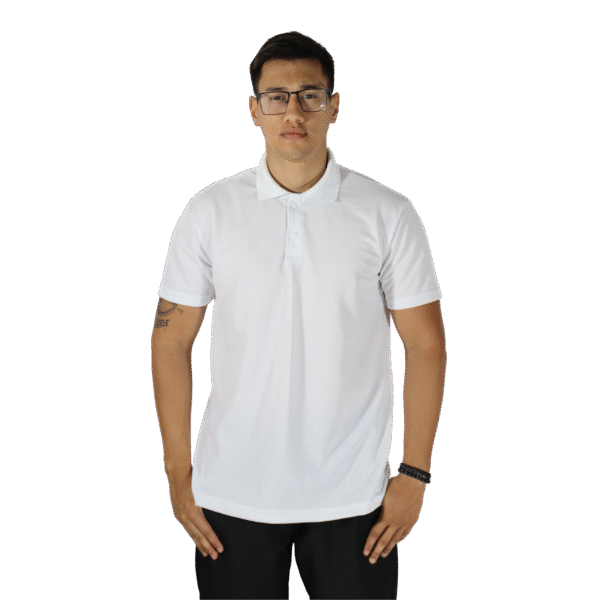 Camisa masculina polo manga curta gola pronta piquet pa branco