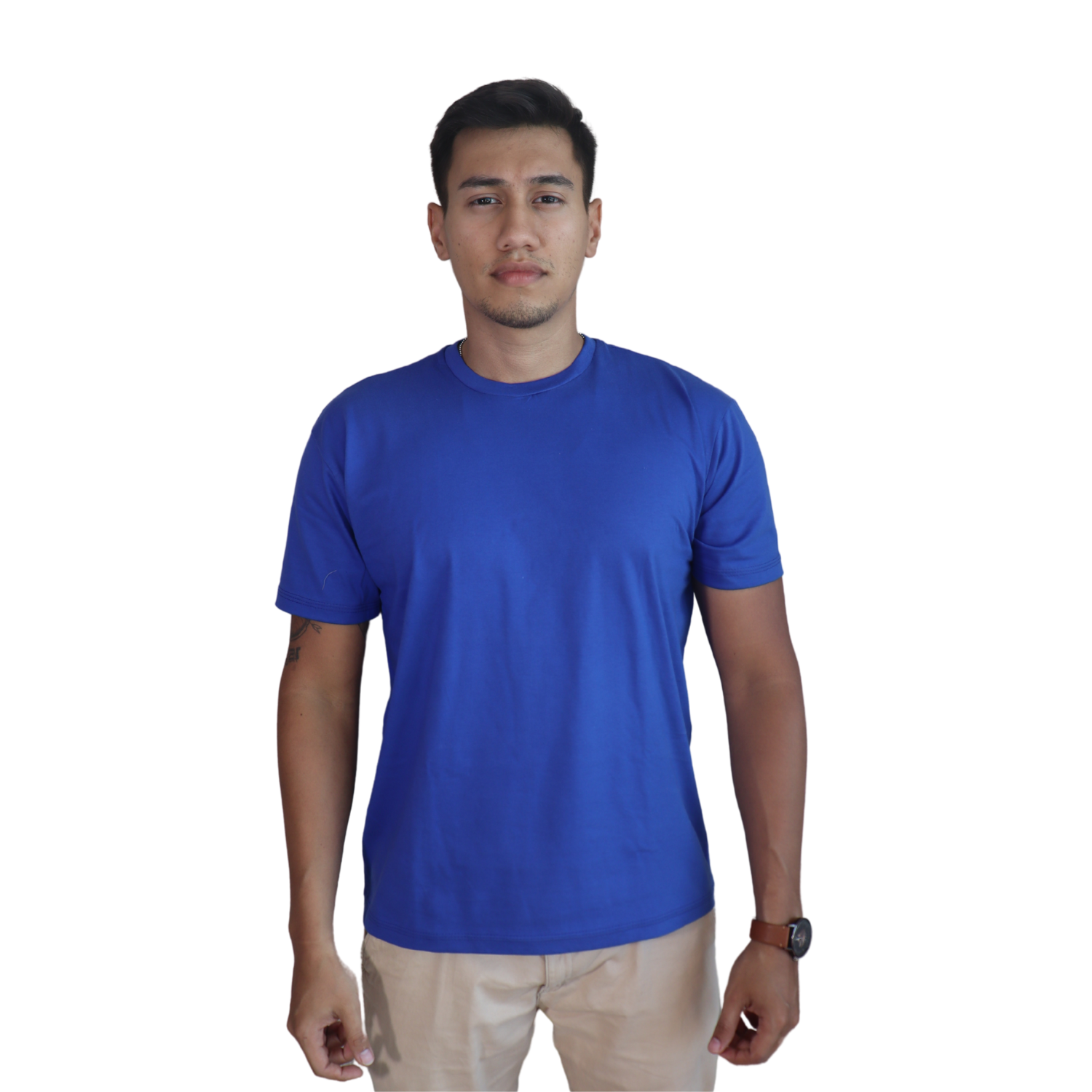 1 Camiseta masculina malha menegotti confort 100% algodão azul royal - Imagem 1