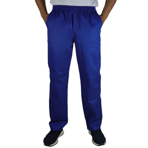 Calça masculina com elástico brim leve azul royal