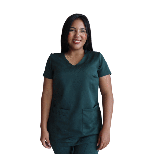 Camisa feminina de serviço hospitalar oxford verde musgo