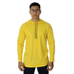 Camiseta masculina com capuz manga longa meia malha pv amarelo