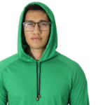 Camiseta masculina com capuz manga longa meia malha pv verde - Imagem 3