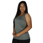 Regata feminina tecido cacharrel cinza chumbo - Imagem 2