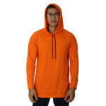 Camiseta masculina com capuz manga longa meia malha pv laranja - Imagem 2