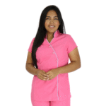 Jaleco feminino hospitalar manga curta oxford pink