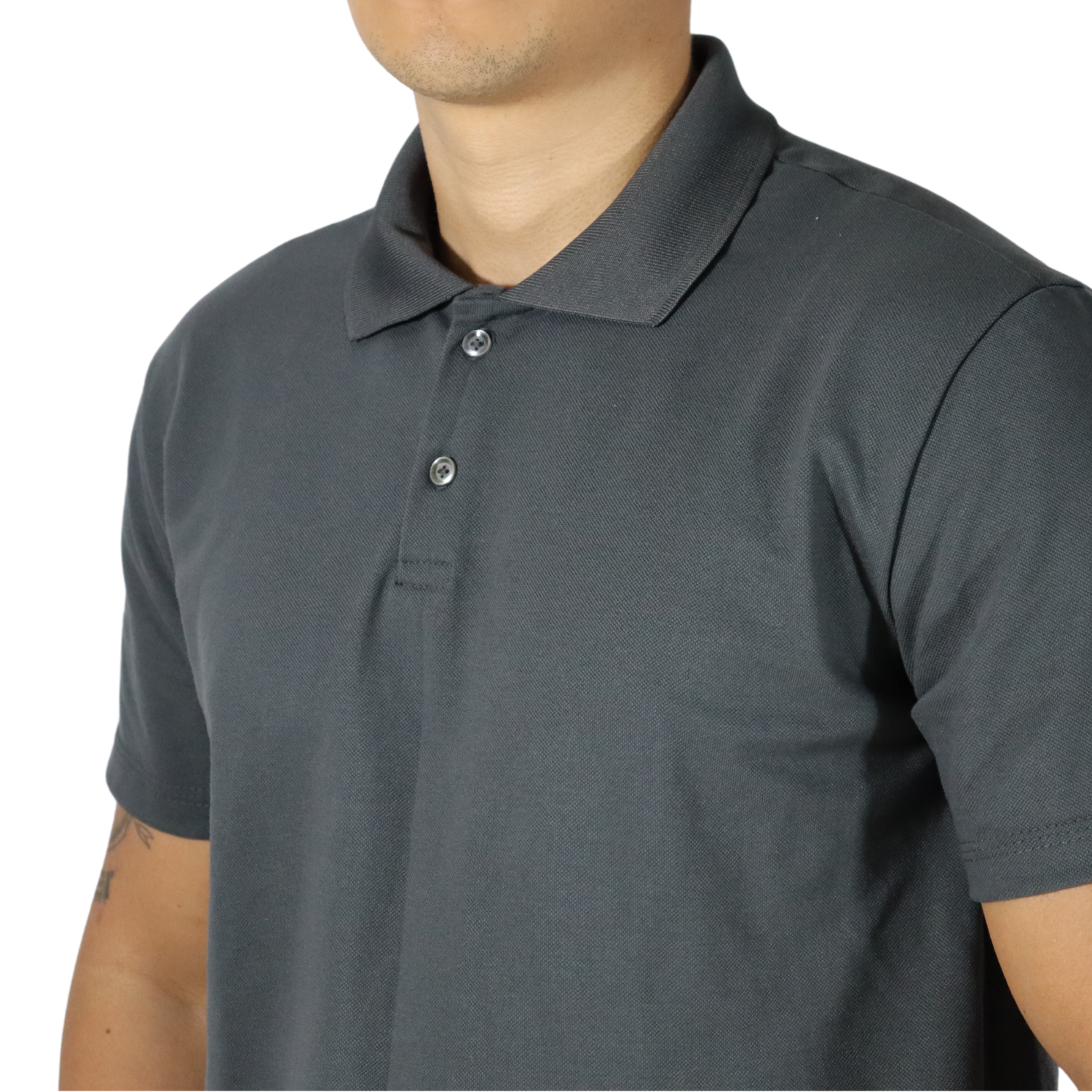 2 Camisa masculina polo manga curta gola pronta piquet pa grafite - Imagem 3