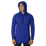 Camiseta masculina com capuz manga longa meia malha pv azul royal - Imagem 2