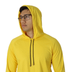 Camiseta masculina com capuz manga longa meia malha pv amarelo - Imagem 5