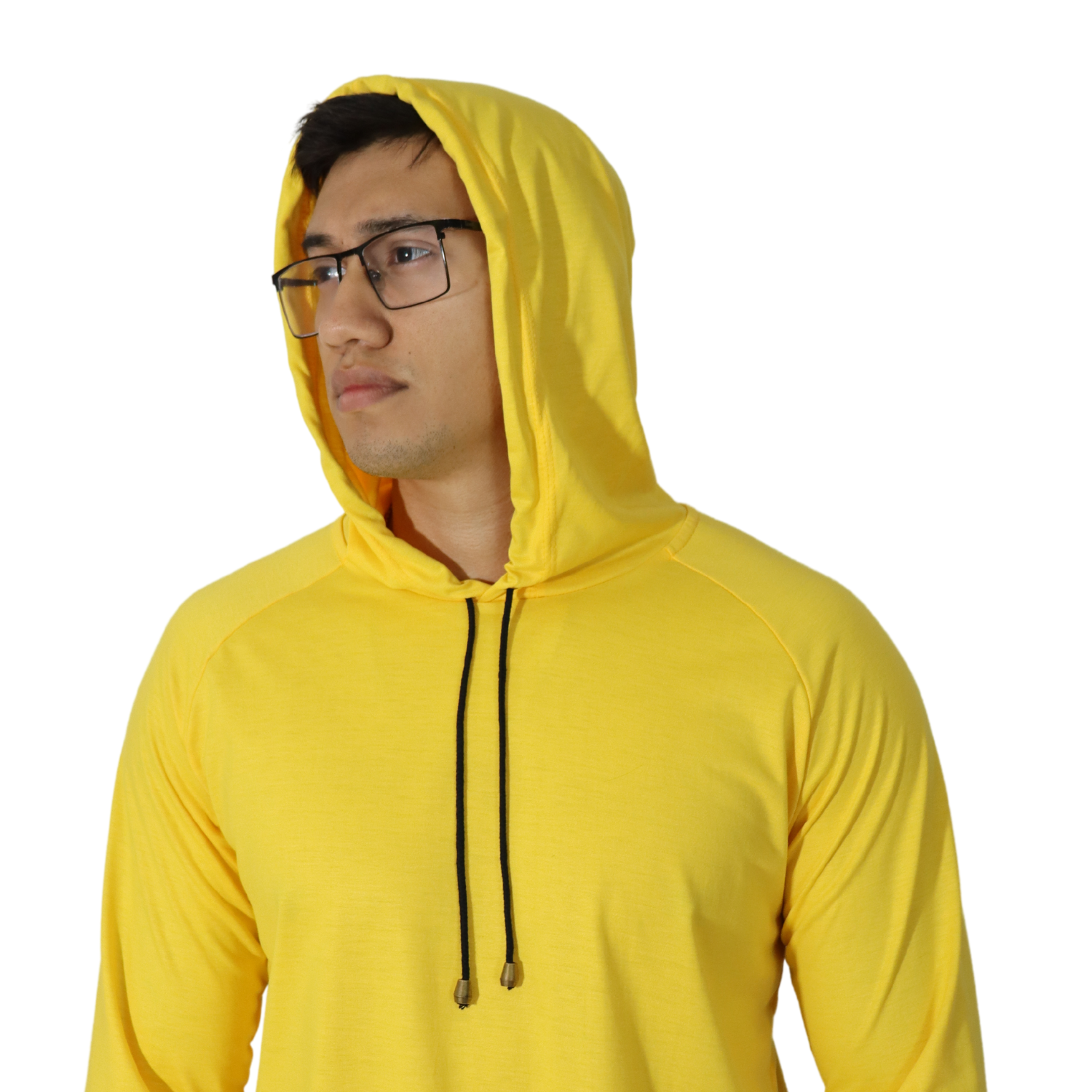 2 Camiseta masculina com capuz manga longa meia malha pv amarelo - Imagem 5
