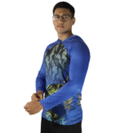 Camiseta masculina com capuz manga longa dryfit peixe azul - Imagem 2
