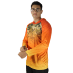 Camiseta masculina com capuz manga longa dryfit laranja - Imagem 2