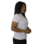 Camiseta feminina t-shirts manga curta meia malha pv rosa - Imagem 2