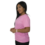 Camiseta feminina t-shirts manga curta meia malha pv rosa chiclete - Imagem 2