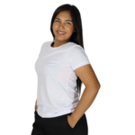 Camiseta feminina t-shirts manga curta malha poliéster branco - Imagem 2