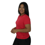 Camiseta feminina fit manga curta gola mesmo tecido dry plus vermelho - Imagem 2