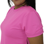Camiseta feminina fit manga curta gola mesmo tecido dry plus rosa - Imagem 4