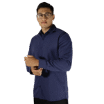 Camisa masculina social manga longa tricoline azul marinho - Imagem 2