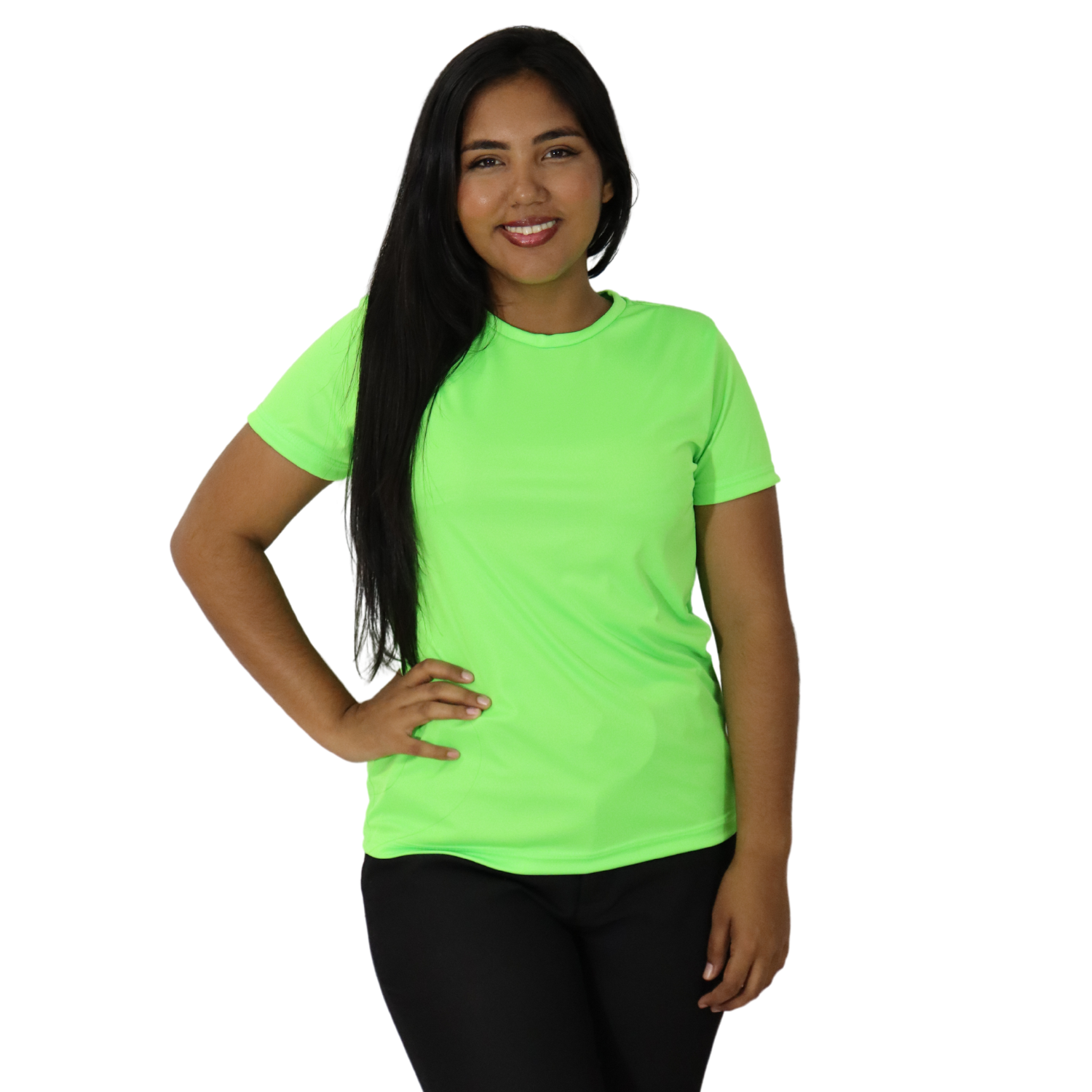 2 Camiseta feminina fit manga curta gola mesmo tecido cacharrel verde limão - Imagem 1