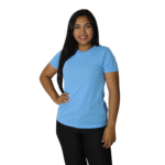Camiseta feminina fit manga curta gola mesmo tecido cacharrel azul celeste