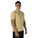 Camiseta masculina malha menegotti confort 100% algodão bege - Imagem 4
