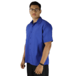 Camisa masculina social clássica manga curta sem bolso oxfordine azul royal - Imagem 2