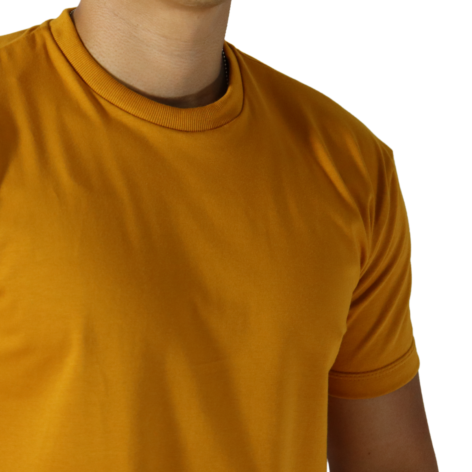 2 Camiseta masculina malha menegotti confort 100% algodão mostarda - Imagem 4