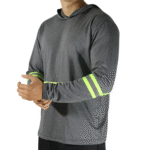 Camiseta masculina manga longa com capuz e faixa refletiva meia malha pv mescla escuro - Imagem 4