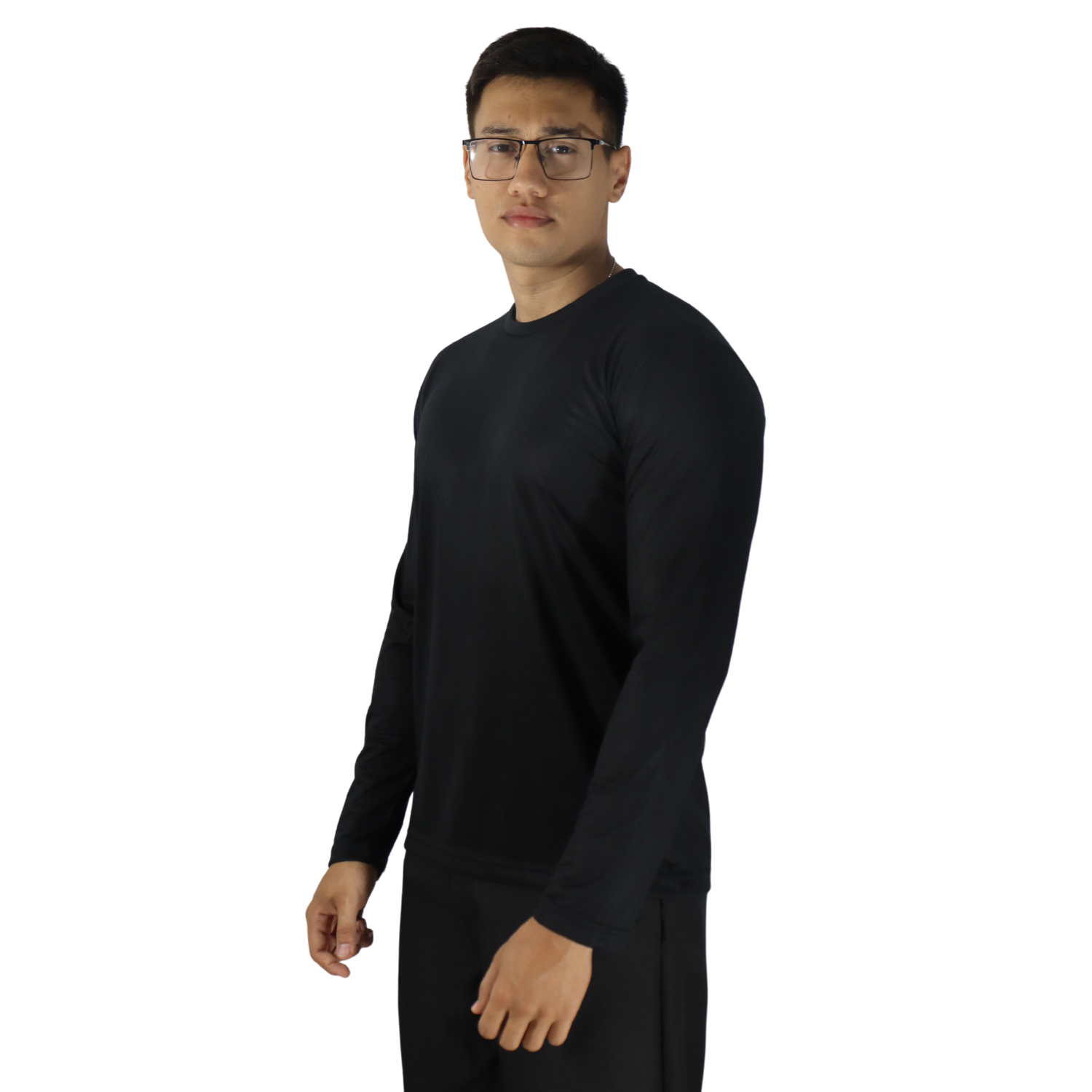 2 Camiseta tradicional masculina manga longa malha pv preto - Imagem 2